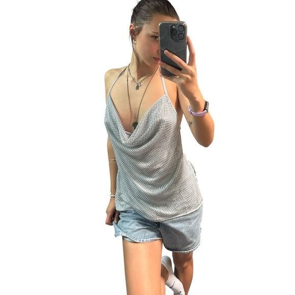 WEWOREWHAT Crystal Cowl Neck Top - Picture 2 of 4